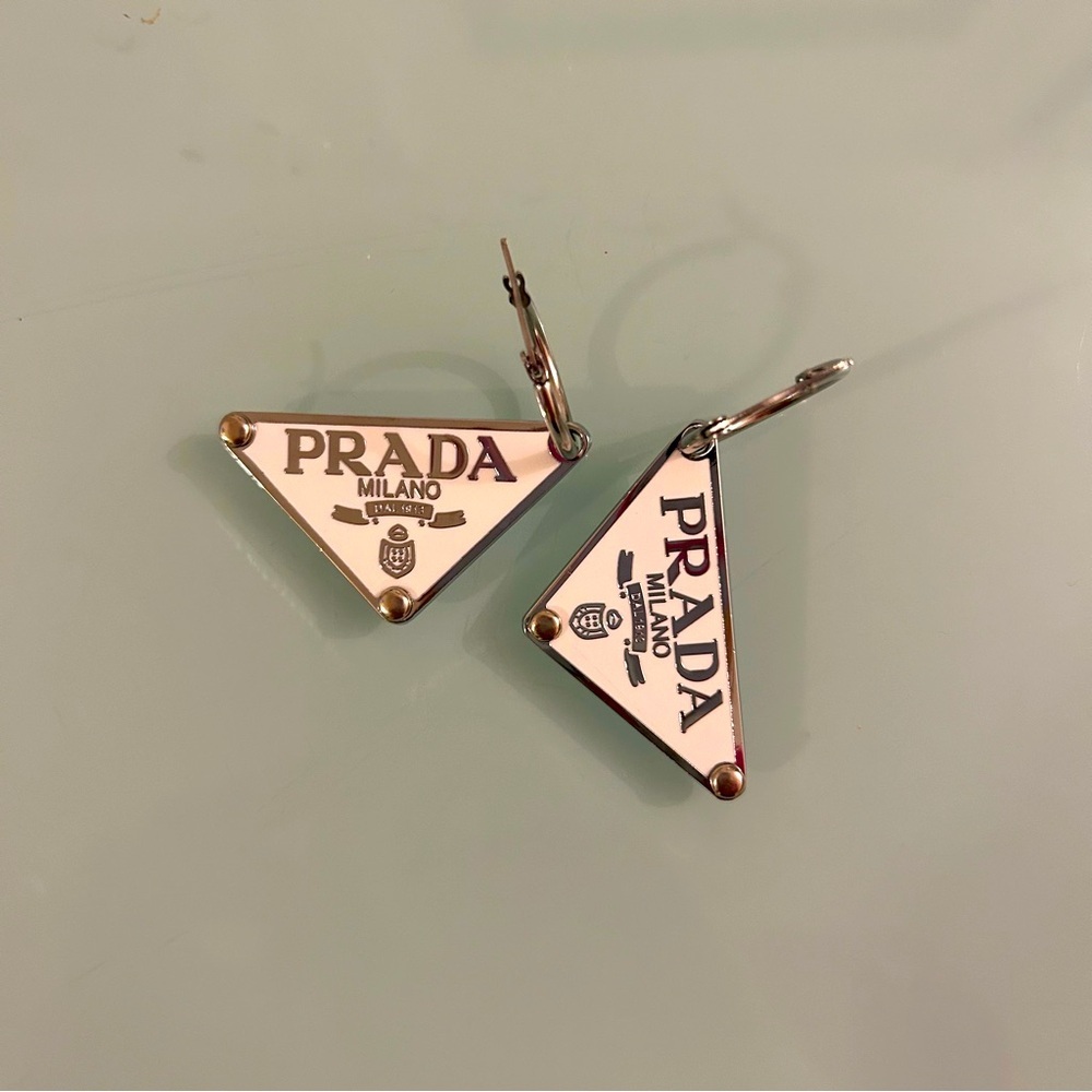 Prada logo triangle earrings - Picture 2 of 3